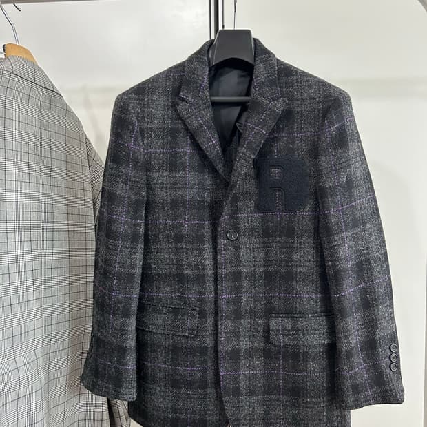 라프시몬스 울 부클 패치 블레이저