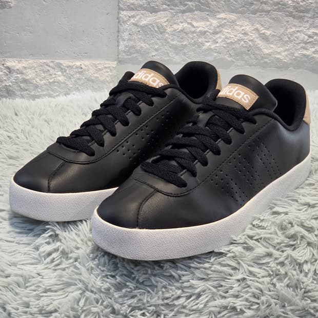 2q-3:아디다스 코트베이스 블랙 베이지 (250mm)-상태굿