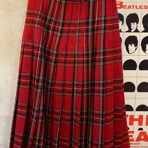 빈티지 레드 체크스커트