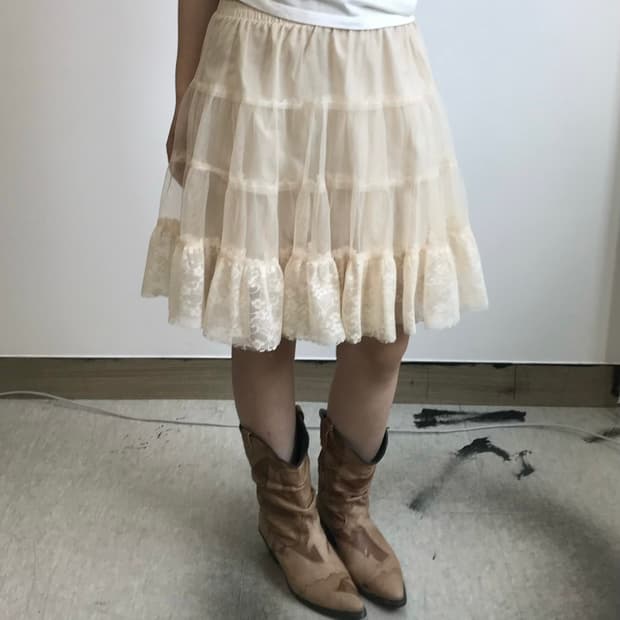 빈티지 캉캉 레이스 스커트