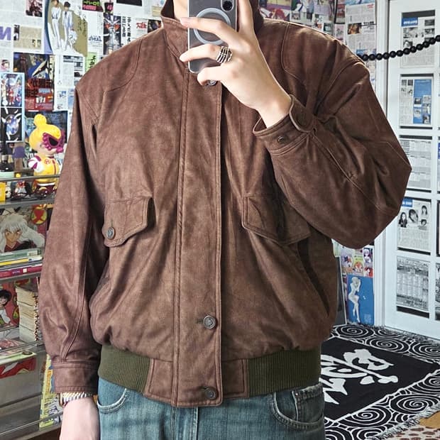 JPN 빈티지 브라운 스웨이드 누빔 봄버 자켓