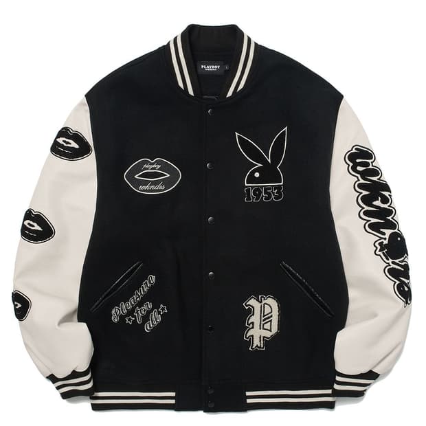 위캔더스 BUNNY GIRL VARSITY JACKET 바시티 자켓 블랙
