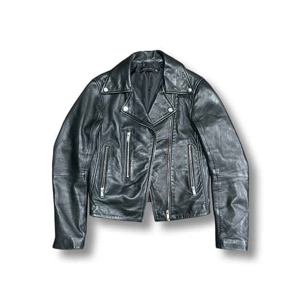 [M] 자라 여성 가죽 라이더 자켓 블랙