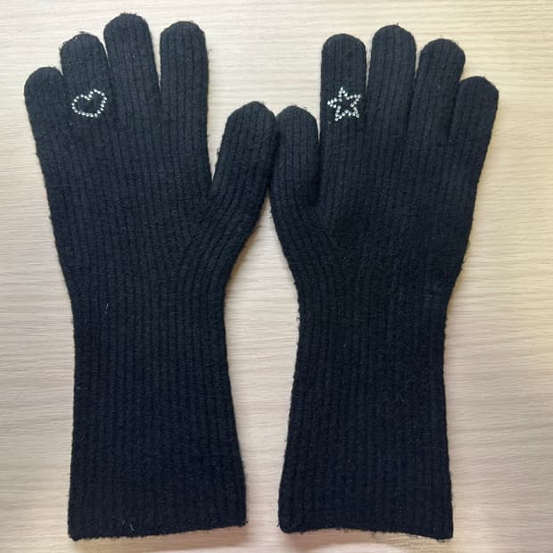 라츠유 Jennie Gloves Black 큐빅 장갑