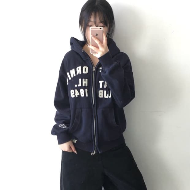 후아유  자수패치로고 후드집업