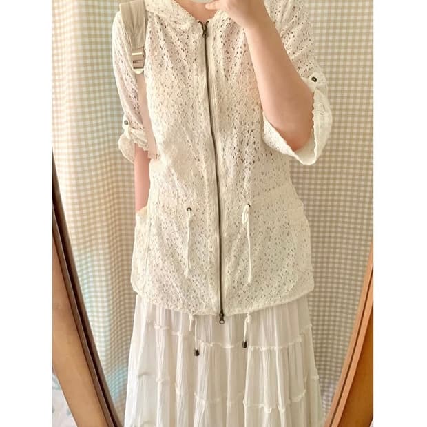 모리 플라워 레이스 후드집업