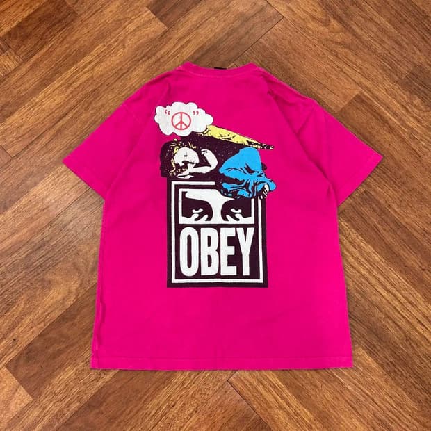 M OBEY 오베이 엔젤 헤비웨이트 클래식 박스 반팔티