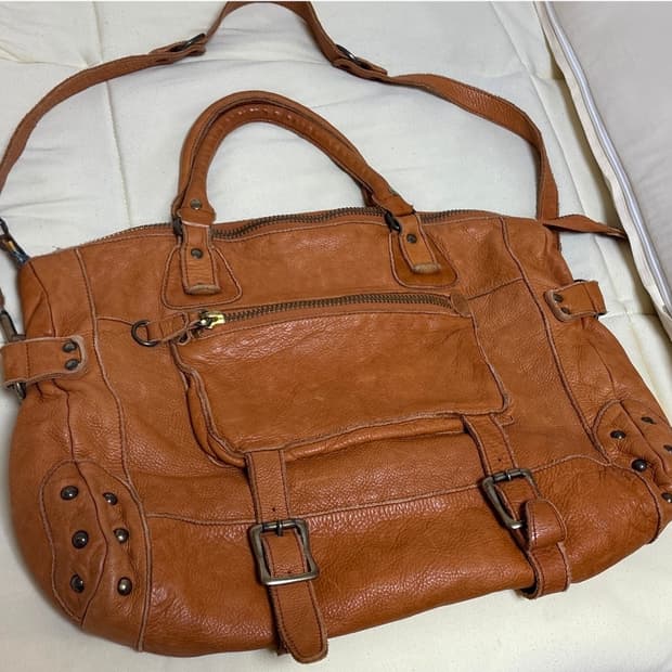 큐빈티지 가죽 y2k 토트백 숄더백 브라운