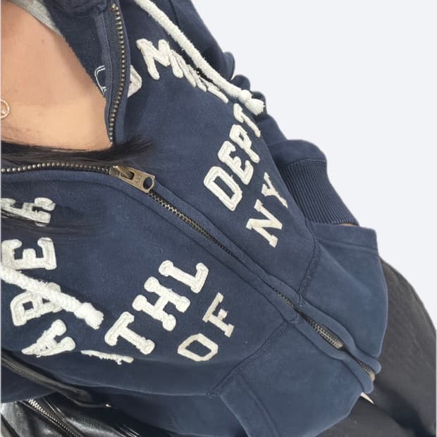 ✨아베크롬비 아치로고 네이비 후드집업✨