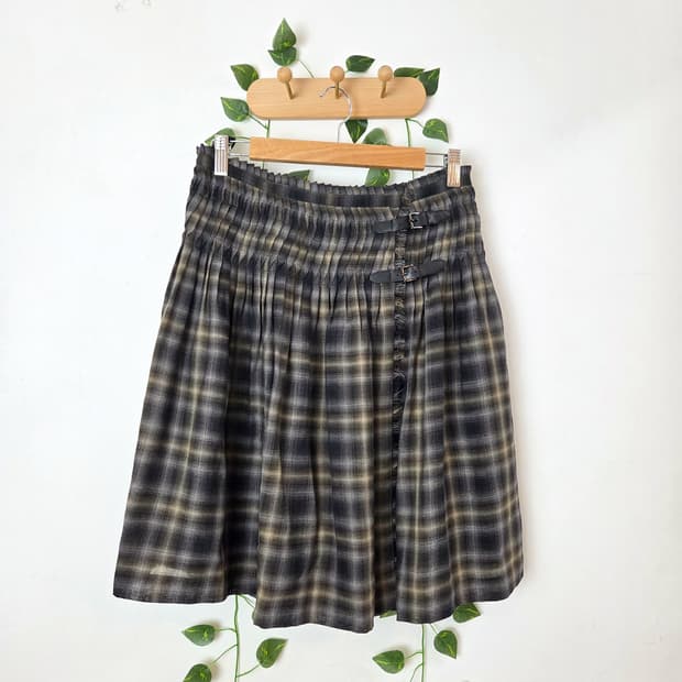 체크 미디 랩스커트