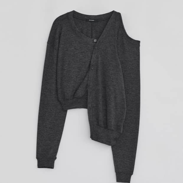 다이애그널 언발란스 홀 가디건