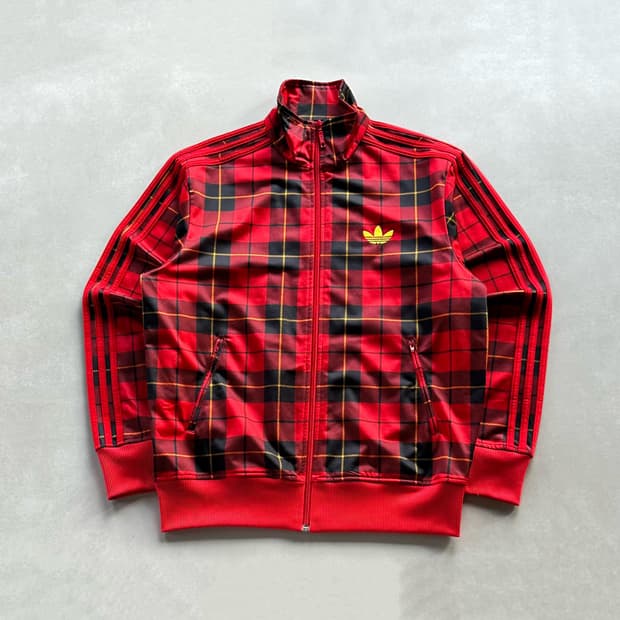 [XL]아디다스 구형 파이어버드 타탄 체크 트랙탑 져지