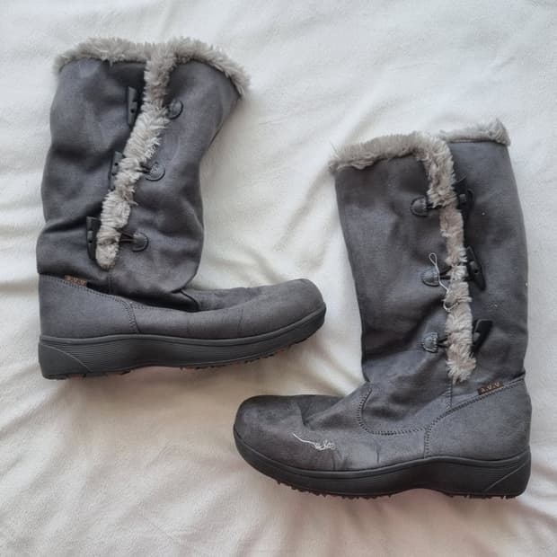 빈티지 모리걸 하구미 갸루 그레이 떡볶이 퍼 부츠