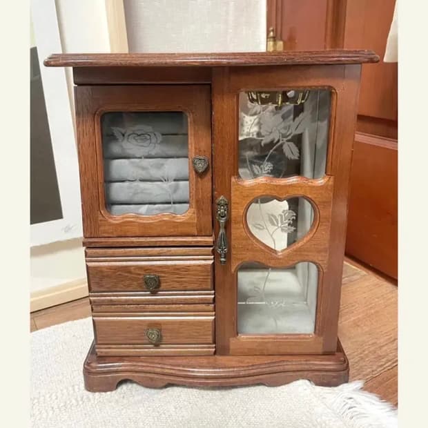 빈티지 앤틱 우드 보석함 선반 보관함 수납 
