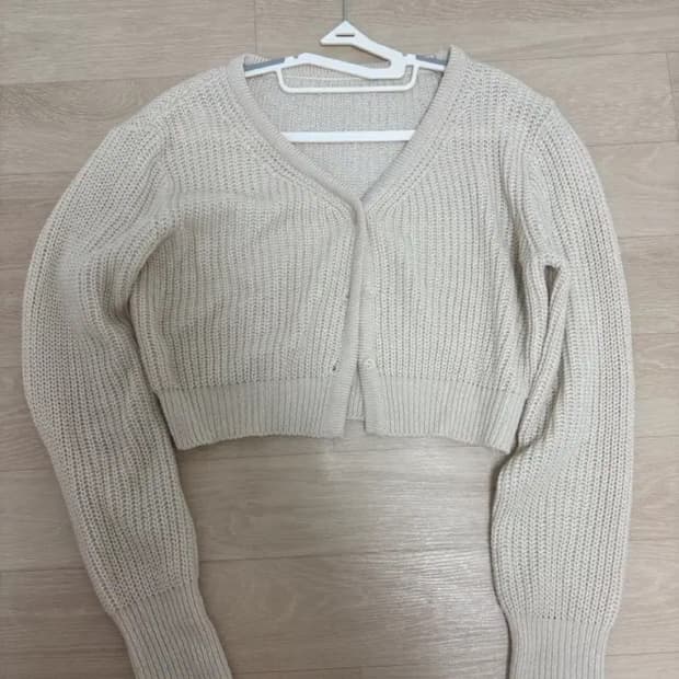 베이지 니트 크롭 가디건