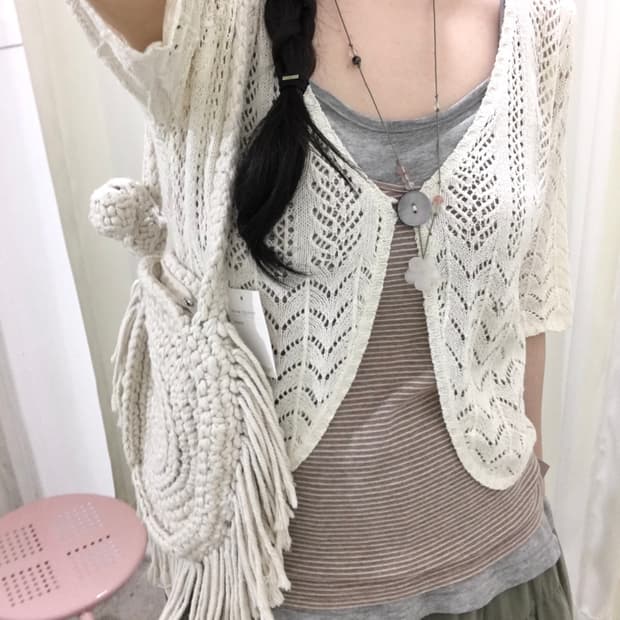 win heart crochet cardigan