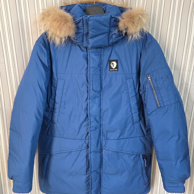 (110) 블랙야크 남성 블루 퍼 후드 구스다운 패딩 점퍼