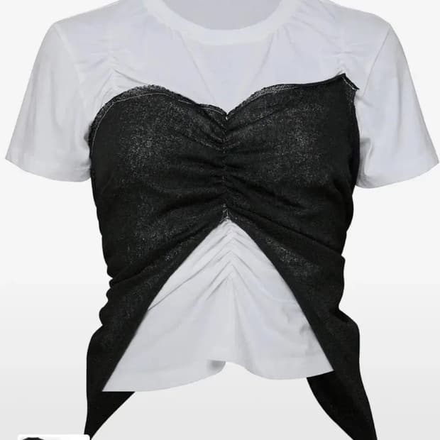 플레어업 뷔스티에 레이어드 티셔츠 bustier layered 반팔