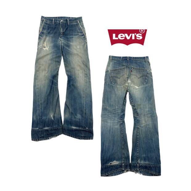 리바이스 00s 페이딩 엔진 엔지니어드 워싱 데님팬츠