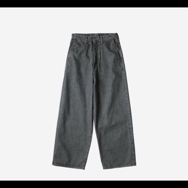 캐피탈 KAPITAL 14oz 블랙 데님 포트 배기 팬츠