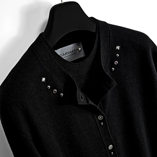 Amano 웨스턴 리벳 투피스 레이어드 니트 (black)
