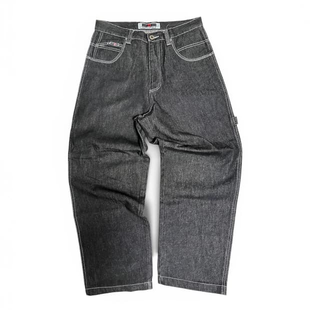 사우스폴 southpole 흑청 스티치 와이드 카펜터 데님