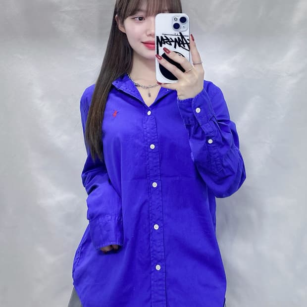 폴로 레드포니 큐알 블루 솔리드 셔츠