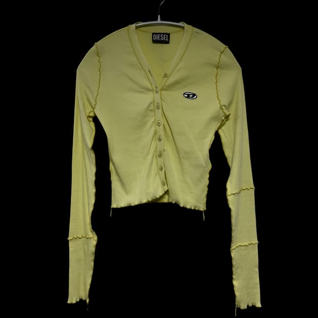 디젤 옐로우 골지 가디건