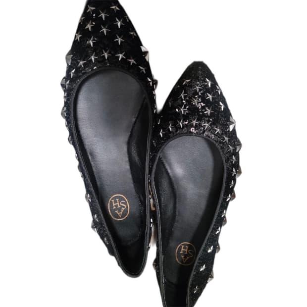 38.5) Ash 스터드 플랫슈즈