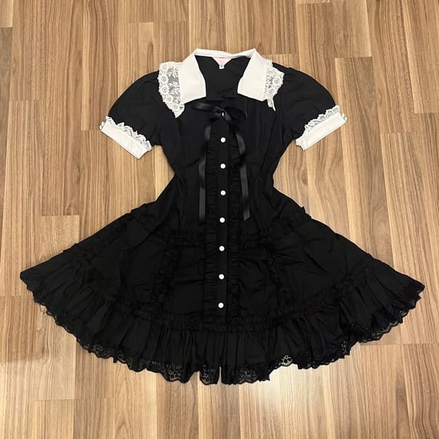 고스로리 로리타 레이스 프릴 반팔 원피스