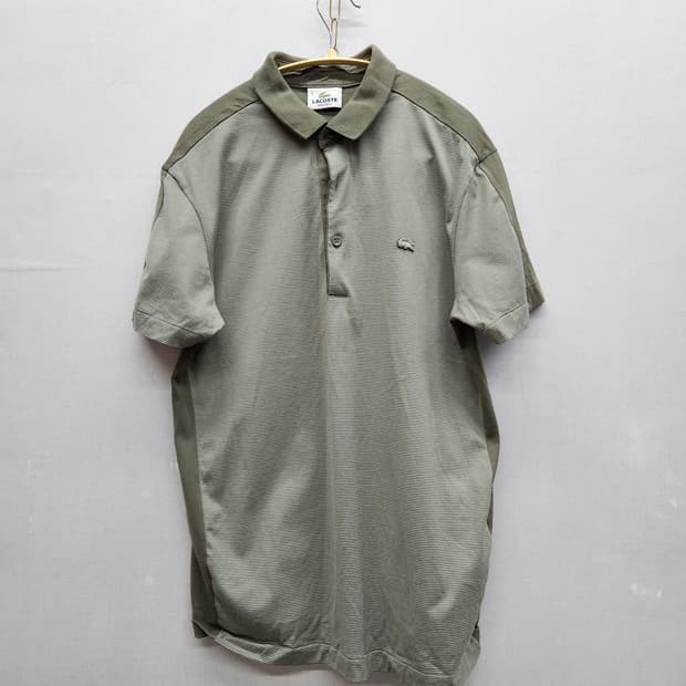 라코스테 스트라이프 올리브카키 반팔카라 3(M)
