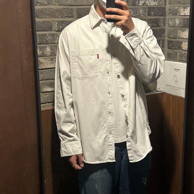 M) 리바이스 투포켓 워크 셔츠 자켓 T버튼 타입 크림