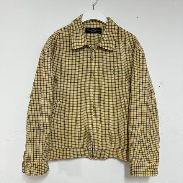 YSL 입생로랑 체크 블루종 자켓