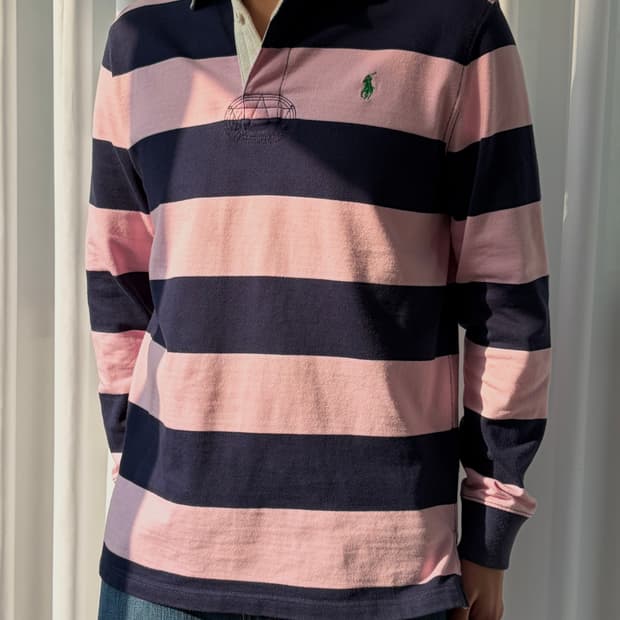 [L]폴로 랄프로렌 스트라이프 단가라 럭비 티셔츠