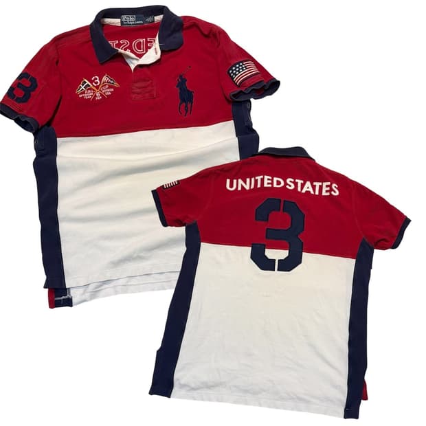 폴로 랄프로렌 빅포니 성조기 USA 카라티 화이트 레드