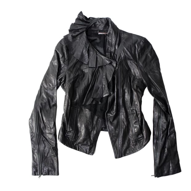 Diane von Furstenber 다이앤본퍼스텐버그 프릴 레더 자켓