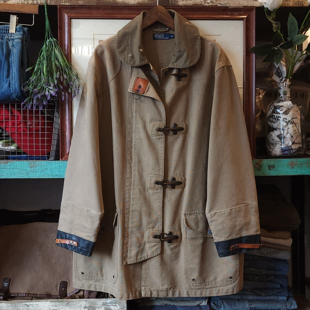 90s 폴로 랄프로렌 파이어맨 자켓 코트 캔버스 레더 오버핏 100