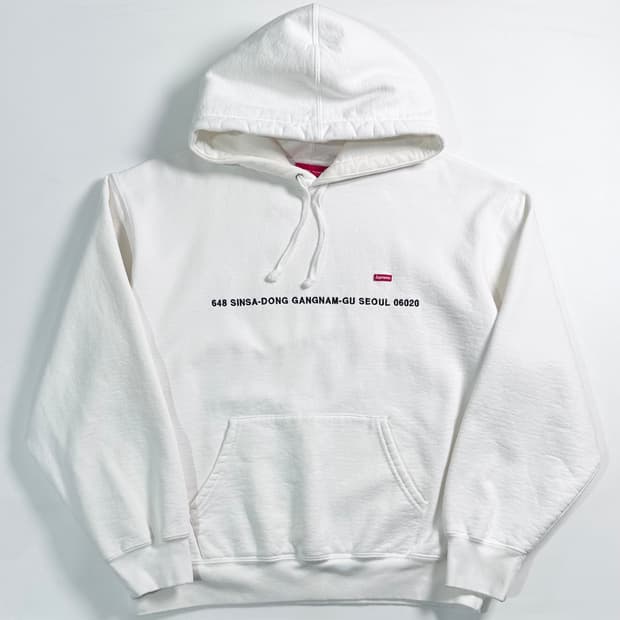 슈프림 스몰박스 로케이션 화이트 후드티