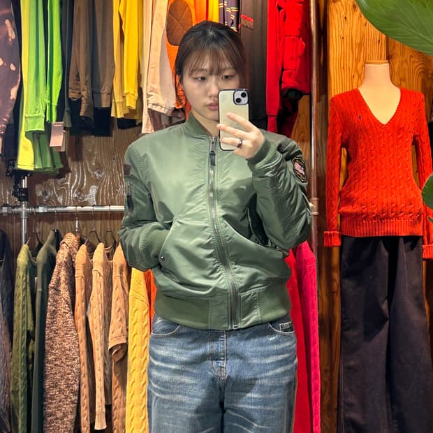 L 쇼트(Schott) 오리지널 MA-1 에어포스 카키 점퍼