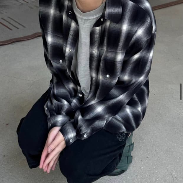 폴리테루 웨스턴 체크셔츠 잉크화이트 4