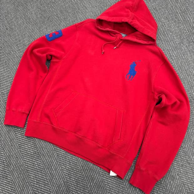폴로 후드티 레드