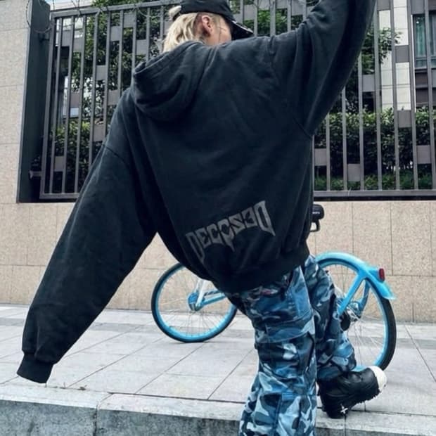 032c 오버사이즈 사이키크 레이어드 버블후드티