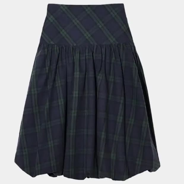 생긴스튜디오 BALLOON SHIRRING SKIRT - CHECK