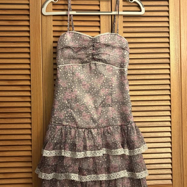 CECIL MCBEE 로즈 프린팅 레이스 나시 원피스