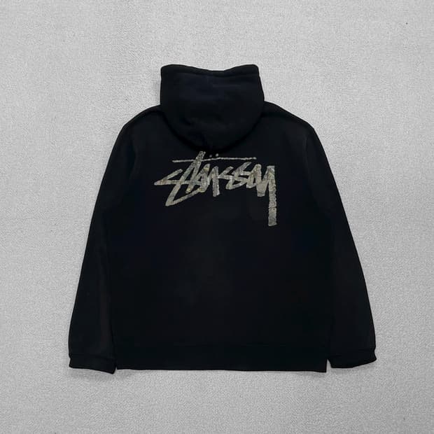 스투시 Stussy 트리 카모 스탁 후드집업 블랙