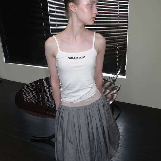 GULEM KIM 플라워 버드 롱스커트 log skirt (grey)
