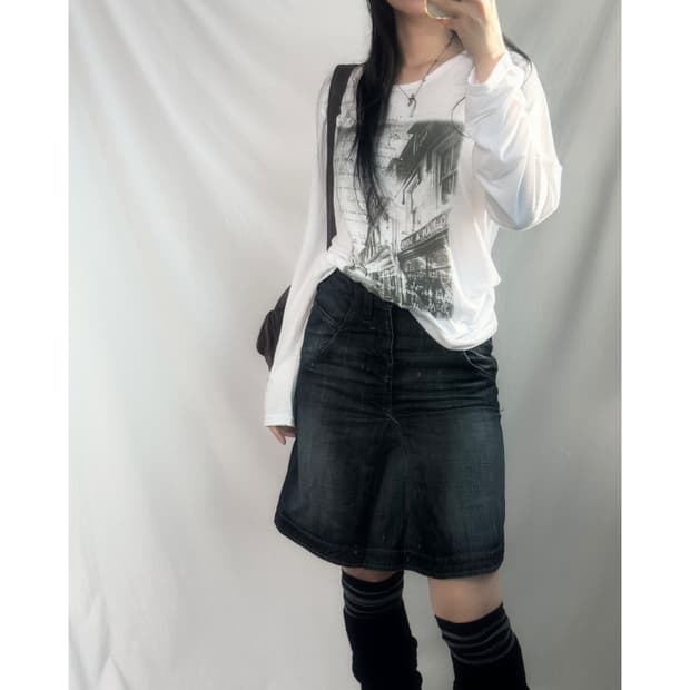 펑크 그래픽 롱슬리브 티