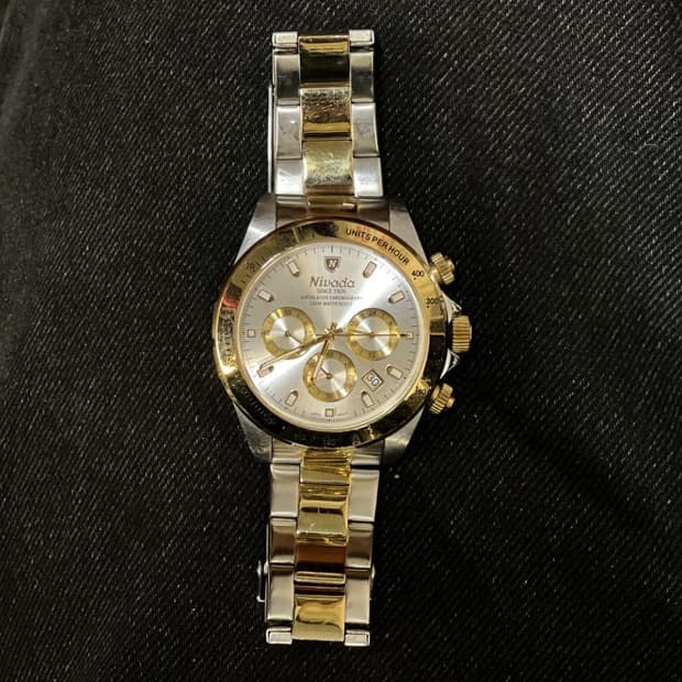 니바다 남성용 크로노그래프 메탈 시계 1002