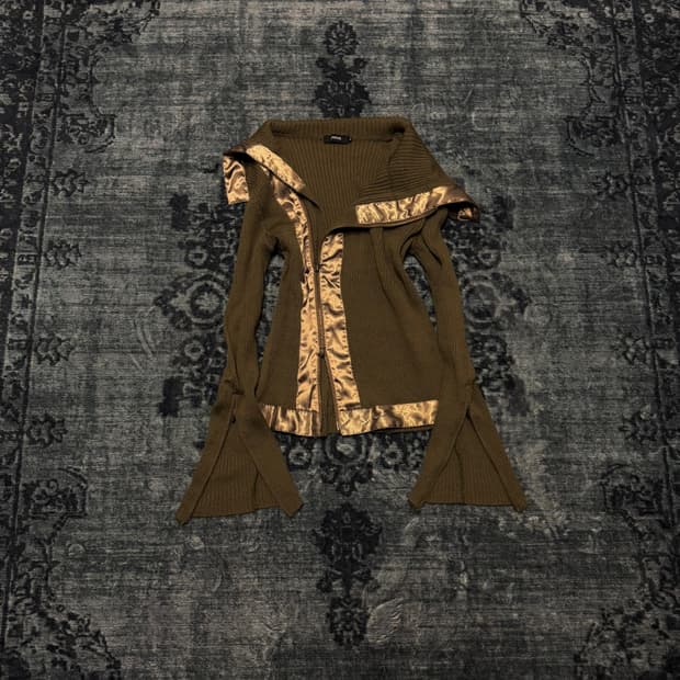 Prigs asymmetry khaki ribbed zip up