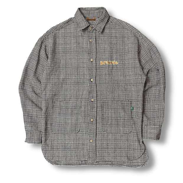 빈티지 브라운 하운드체크 자수 워크 셔츠 자켓 S